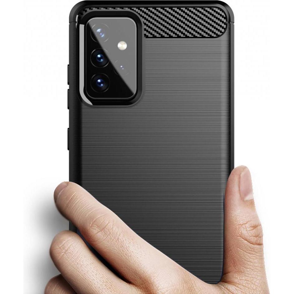 Thumbnail - Screenguard Samsung Galaxy A72 Hülle Carbon Brushed Soft TPU (Samsung Galaxy A72), Smartphone Hülle, Schwarz