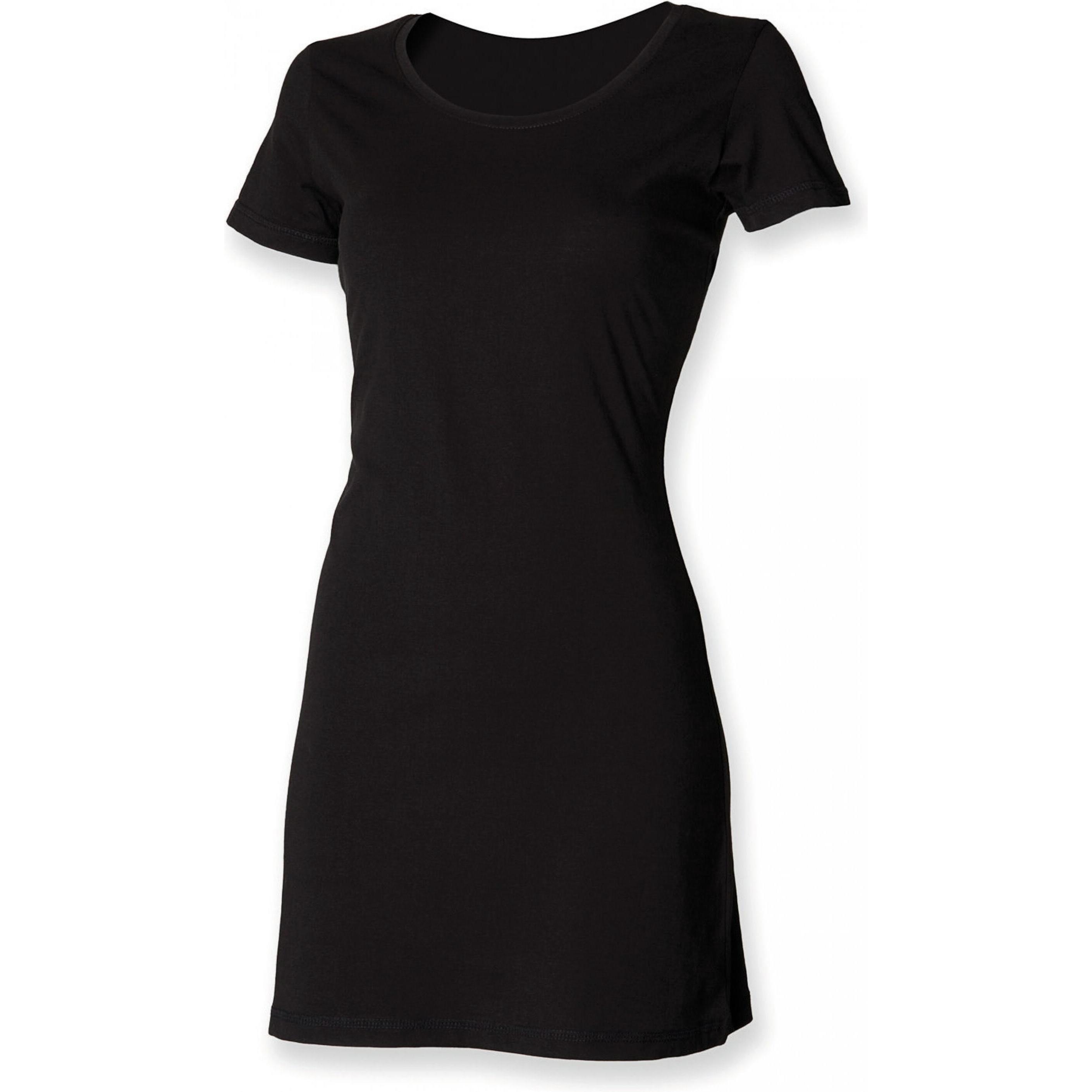 Skinni Fit, Damen, Kleider, T-Shirt-Kleid, Frau, Schwarz, (XL)