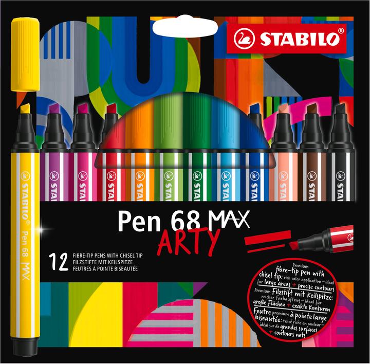 STABILO PEN 68 MAX ARTY - fibre-tip pens (Green, Brown, Purple, Beige, Light green, Pink, Red, Violet, Yellow, Light blue, Black, Blue, Orange, 12 x)