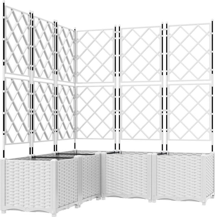 Produktbild vidaXL Gartenpflanzer mit Spalier 5 Stück Weiss 120x120x143 cm