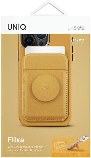 Produktbild Uniq Flixa magnetyczny portfel na karty z podpórką żółty/canary yellow MagSafe
