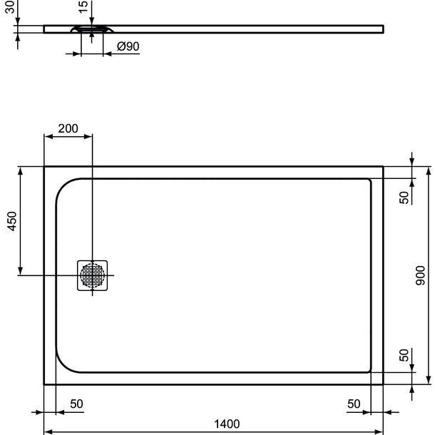 Thumbnail - Ideal Standard, Duschwanne, Standard Ultra Flat Solid douchevloer rechthoekig 140x90 cm, zwart
