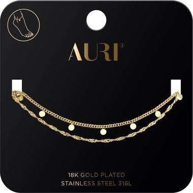 Produktbild NoName Vergoldetes Knöchelarmband doppelt gedreht mit kleinen Medaillons (6.30 cm, Chirurginischer Stahl)