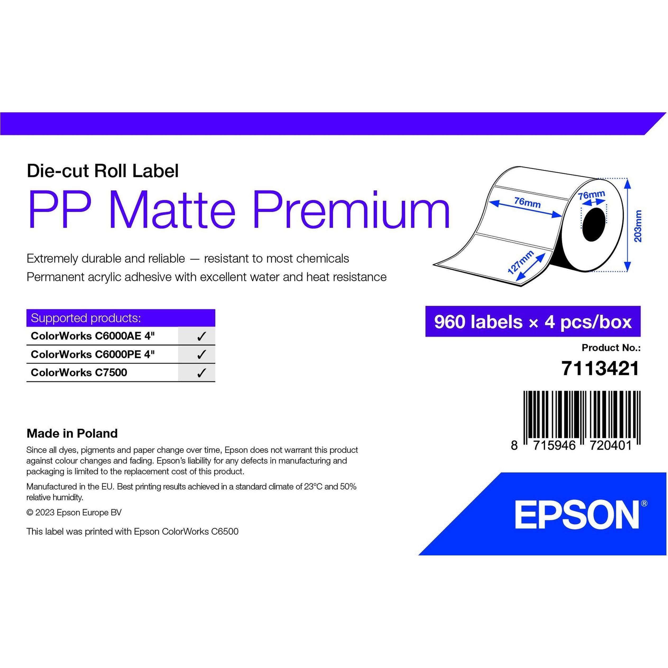 Epson, Etiketten, Pp Matte Label Prem Die-Cut