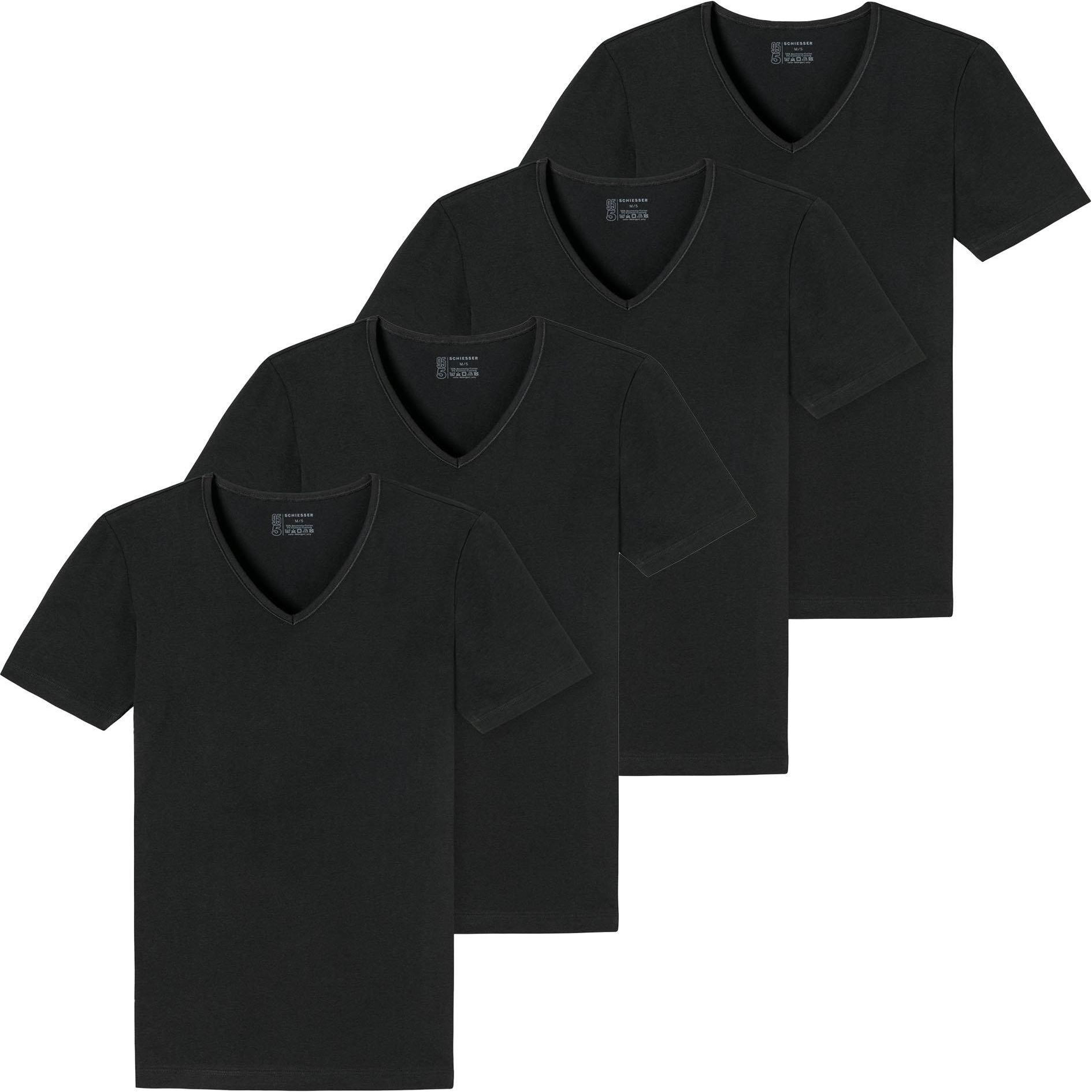 Schiesser, Herren, Shirt, 2PACK T-shirt, Schwarz, (4XL)