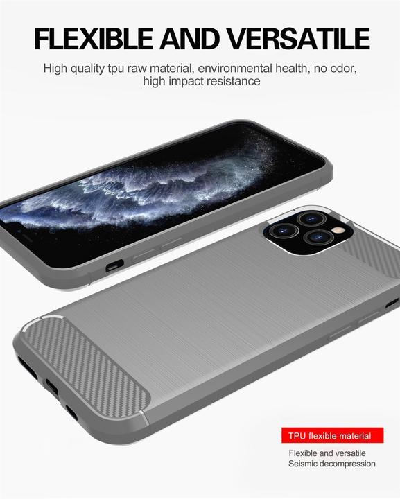 Actual product image Cadorabo TPU Ultra Slim carbon stainless steel Combi Cover (Apple iPhone 11 Pro)