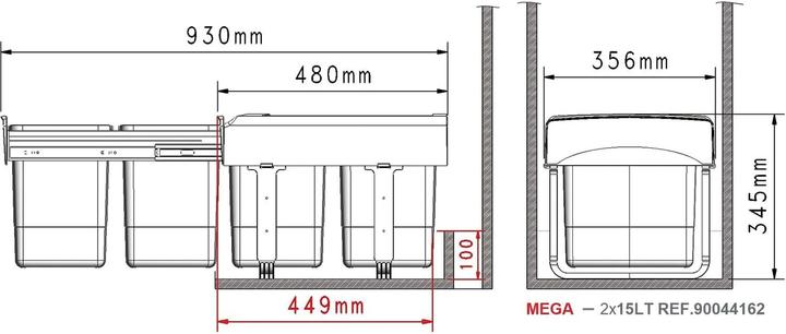 Image du produit Ekotech Mega 40 Cestino Integrato (15 l)