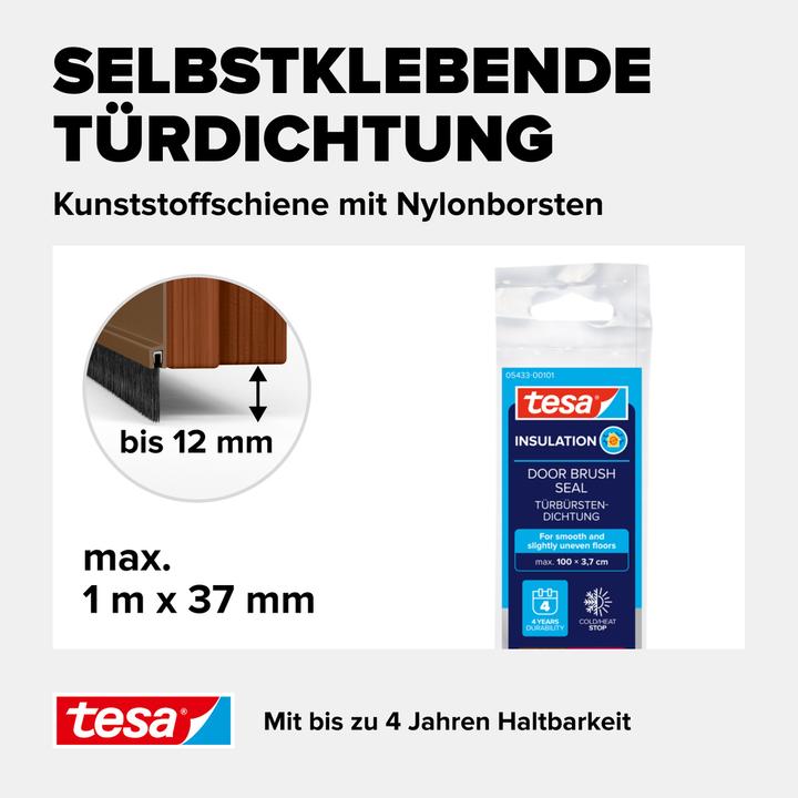 Produktbild tesa tesamoll STANDARD Türdichtschiene, selbstklebende Türdichtung für glatte Böden