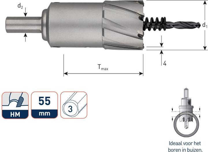 Actual product image Rotec 535.0501 Gatfrees 50 mm schacht 13 mm (50 millimetres)