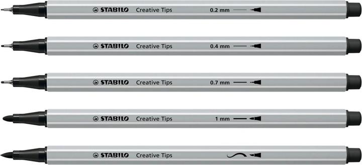 Productafbeelding STABILO Fineliner Creatieve Tips Arty (Zwart, Grijs, 5 x)