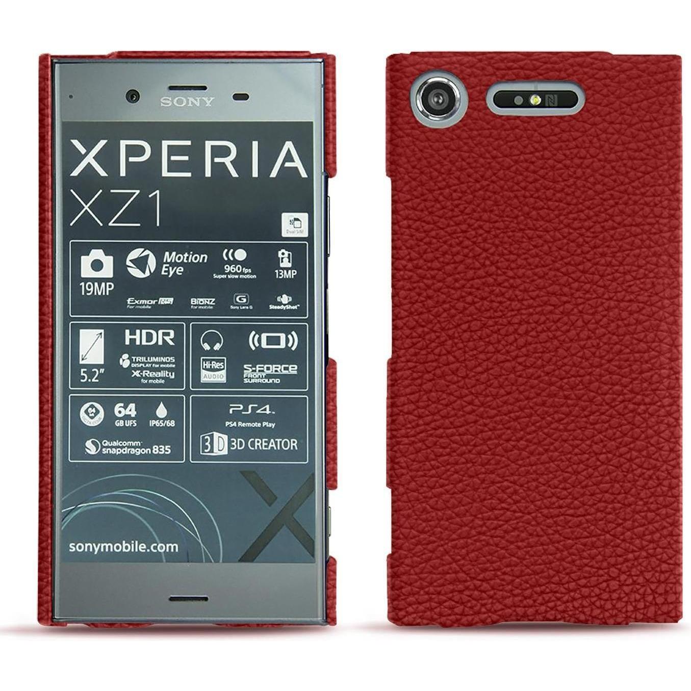Noreve Lederschutzhülle (Sony Xperia XZ1), Smartphone Hülle, Rot