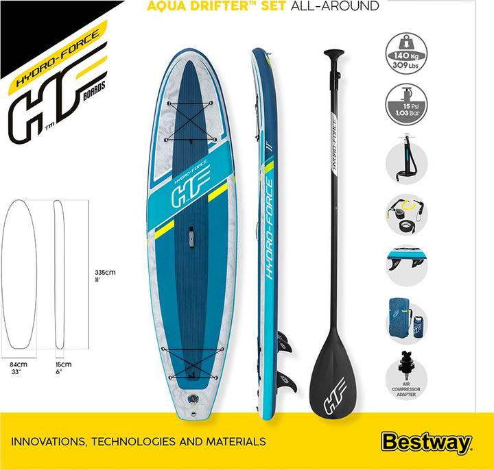 Productafbeelding Bestway HF SUP Aqua Drifter Set 335x84x15cm (335 cm)