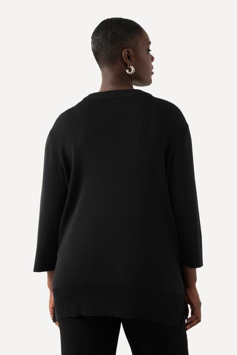 Produktbild Ulla Popken Pullover, Cut-Outs, Stehkragen, 3/4-Arm, Rippstrick (56)