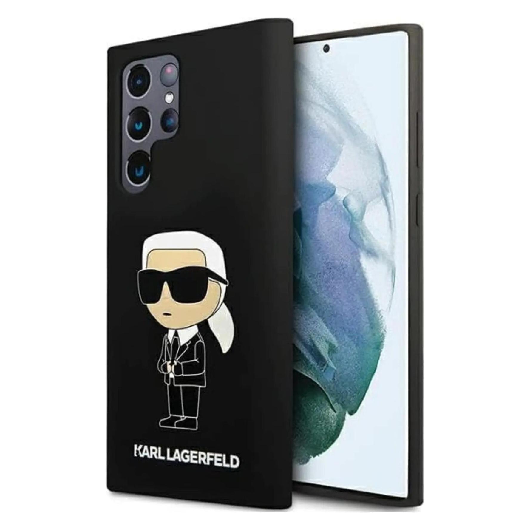 Karl Lagerfeld KLHCS24LSNIKBCK S24 Ultra S928 Hardcase Czarny/black Silicone Ikonik (Samsung Galaxy S24 Ultra), Smartphone Hülle, Schwarz