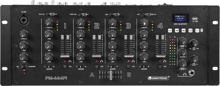 Actual product image Omnitronic PM-444Pi 4-channel DJ mixer with player & USB interface (DJ controller)