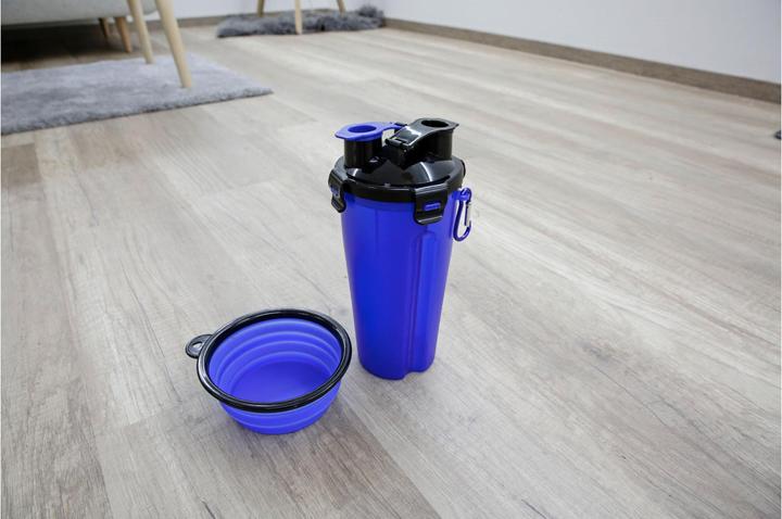 Produktbild Kerbl Futter- und Wasserbehälter 2x350ml, inkl. Reisenapf, blau (35 cl)
