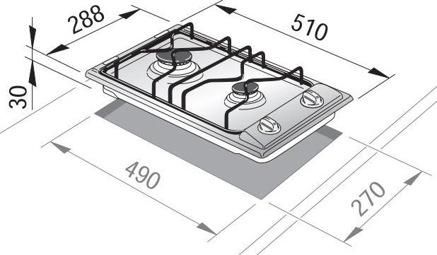 Productafbeelding De'Longhi De?Longhi I 23 D roestvrij staal Inbouwkookplaat 30 cm Gas 2 Kookplaat(ten)