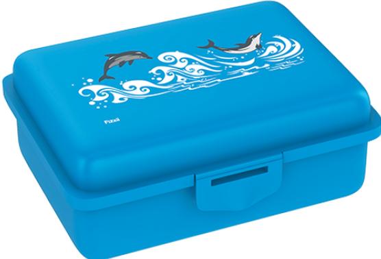 Actual product image Fizzii Lunch box with divider cyan, dolphin