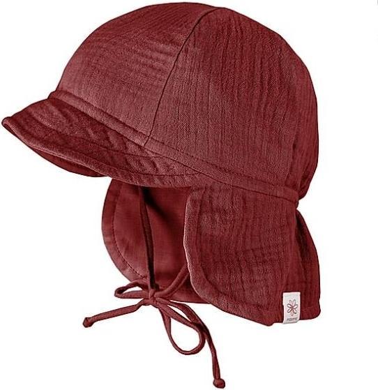 Actual product image Maximo Muslin hat with medium neck protection - dark red