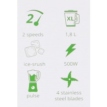 Actual product image Kiwi 1.8l compact 2in1 500w blender (EU plug, 500 W)