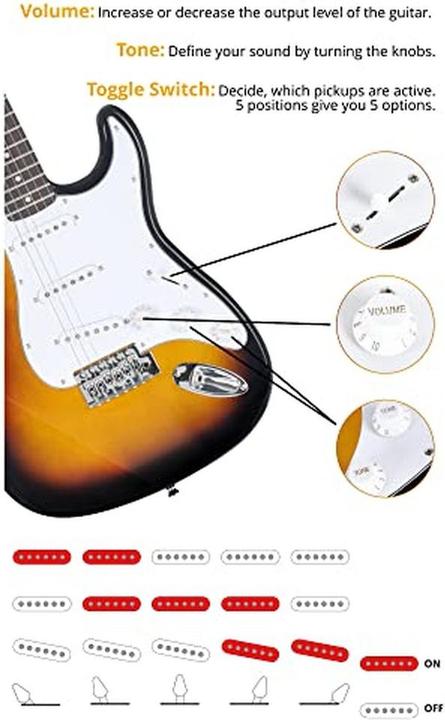 Produktbild Rocktile Komplettes E-Gitarren-Set für Anfänger mit Verstärker, Tasche und Lernmaterial (E-Gitarren Set)