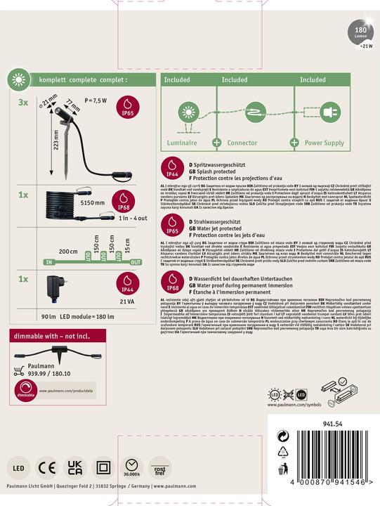 Image du produit Paulmann Kit de base Plug & Shine (200 lm, IP65)