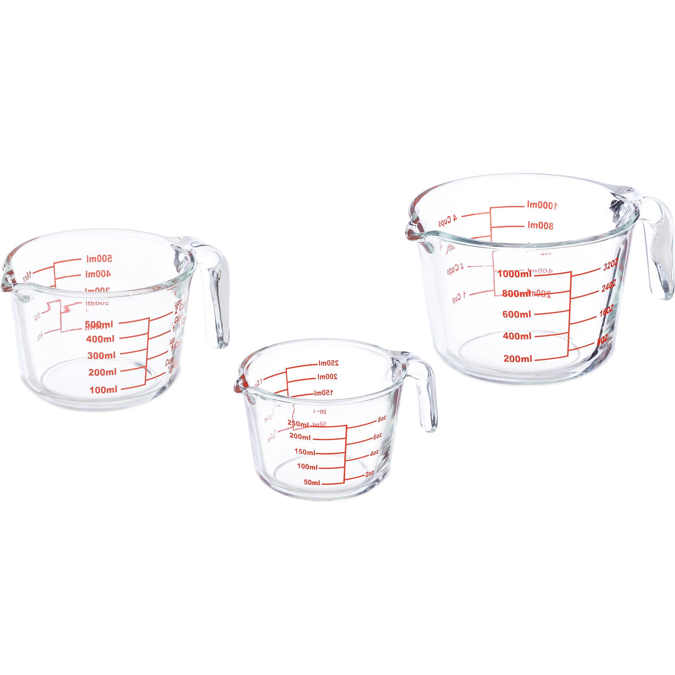 Relaxdays Messbecher-Set, Messbecher, Rot, Transparent