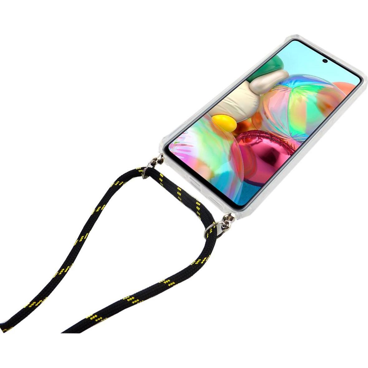 Thumbnail - König Design Handykette für Samsung Galaxy A71 mit Band Case zum umhängen Kordel Schwarz Neu, Handykette, Transparent