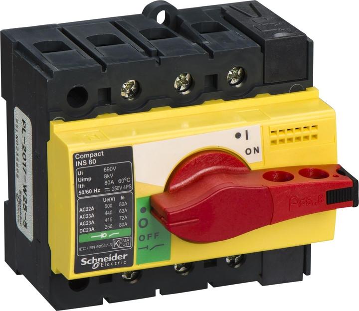 Actual product image Schneider Electric Load disconnect. INS80,3P, 80A/690V AC/250V 28920