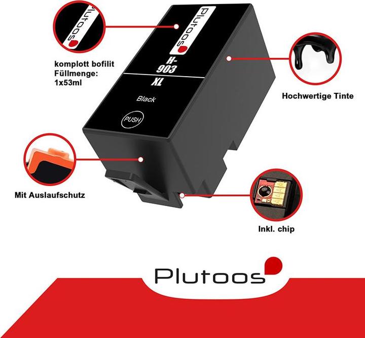 Actual product image Plutoos HP 903XXL HP 903XL Cartridges XXL compatible, set of 4 colours 903XXL (C, M, Y, BK)