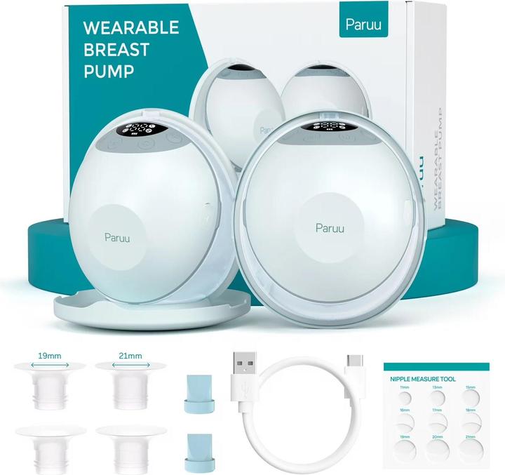 Momcozy Paruu P20 Hands-Free Wearable Breast Pump Green Double Pack