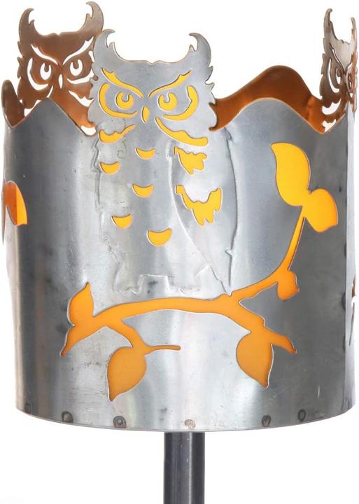 Produktbild Novaliv Gartenfackel Eule Feuerschale Metall mit Stiel Brennmittel Solarlampe LED