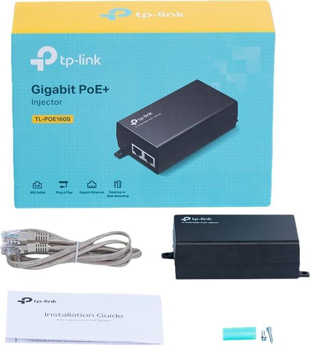 Actual product image TP-Link PoE+ Injector Adapter TL-POE160S Ethernet LAN (RJ-45) Ports 1x10 (802.3at (PoE+), 802.3af (PoE), 30 W)