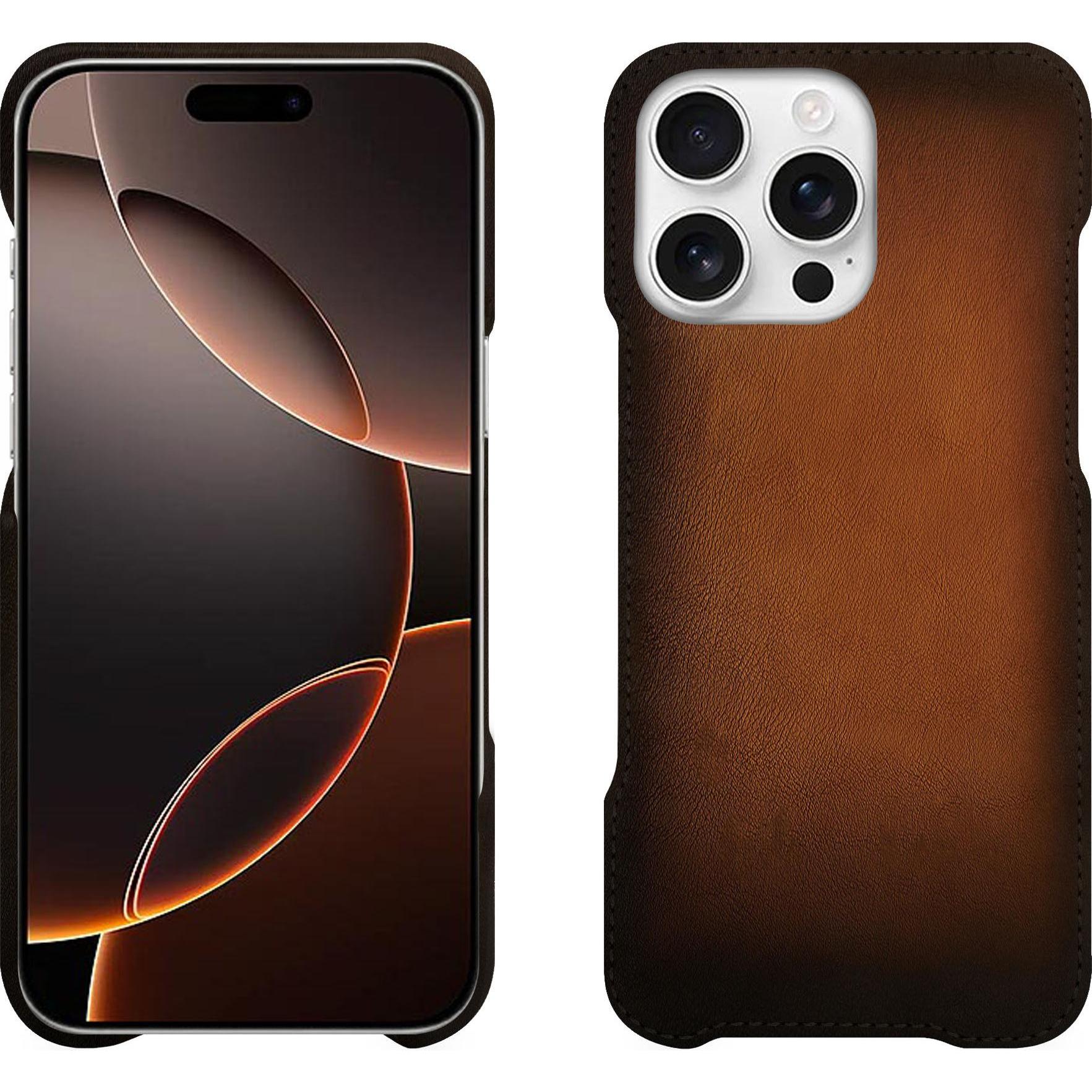 Noreve Lederschutzhülle (Apple iPhone 16 Pro), Smartphone Hülle, Braun