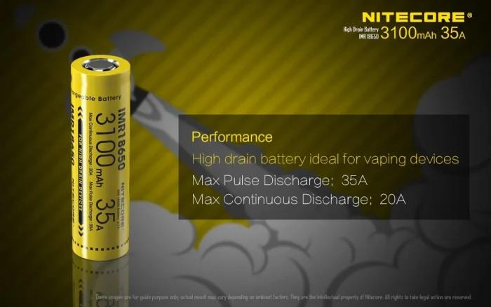 Produktbild Nitecore 18650 IMR Akku 3100mAh/35A 2Stk