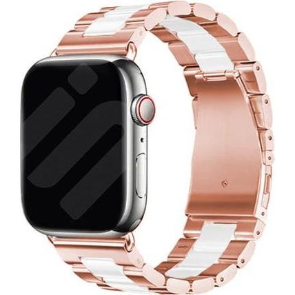 Strap-it Stahlband (Edelstahl, Apple Watch), Uhrenarmband, Weiss, Mehrfarbig, Gold, Rosa