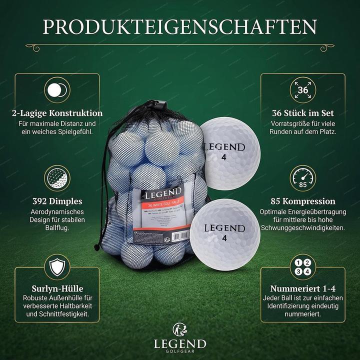 Produktbild Legend Distanz-Golfbälle, 36 Stk.