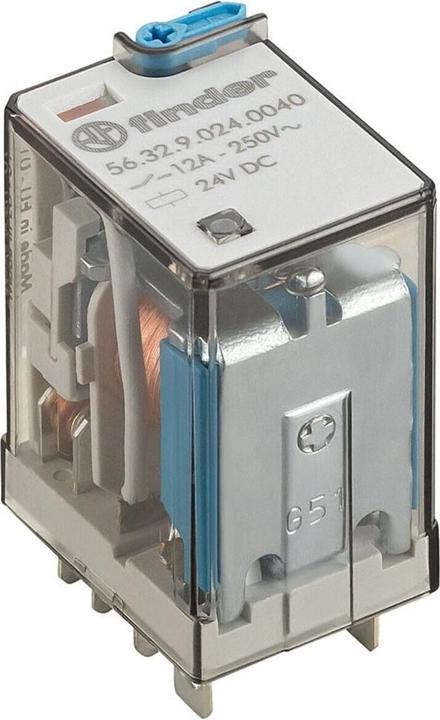 Actual product image Finder DPDT 12A mini plug-in relay, 24Vdc coil