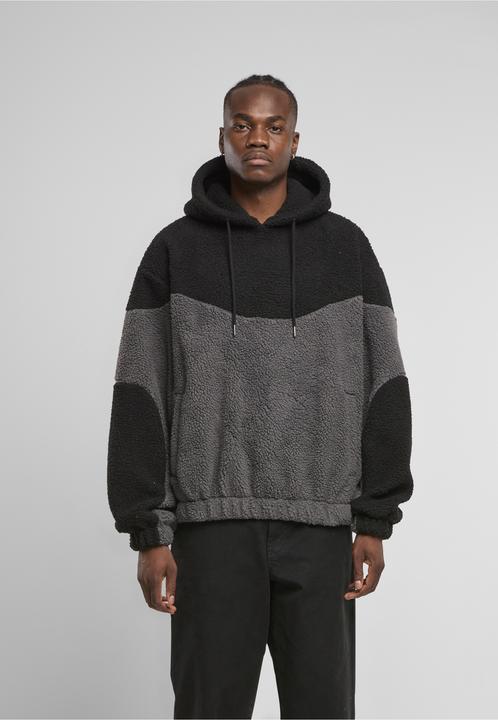 Produktbild Urban Classics Weavy Colorblock Teddy Hoodie magnet/black M (M)