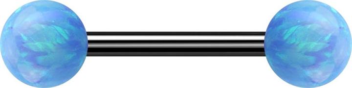 Immagine prodotto Star Piercing Barbagianni nero con due palline opale azzurro (senza ottone, Acciaio chirurgico 316L)