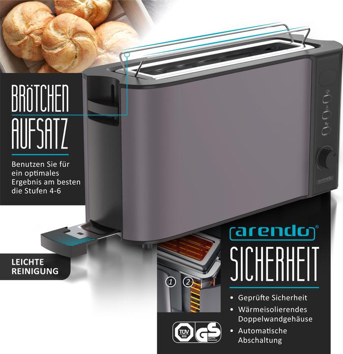 Actual product image Arendo Breakfast set stainless steel kettle 1.5l with temperature selection & 2-slice long slot toaster (1.50 l)