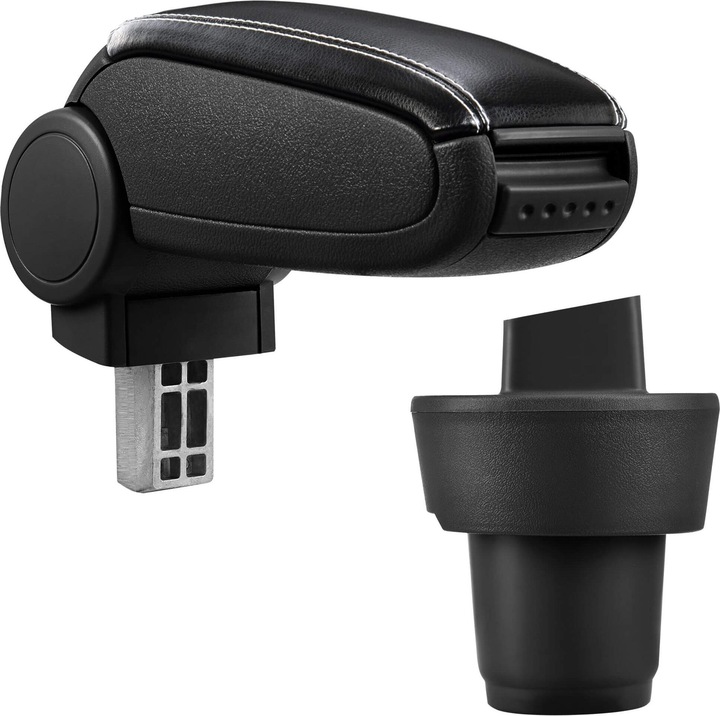 Actual product image Pro-Tec Centre armrest VW Up! with storage compartment imitation leather black with white stitching
