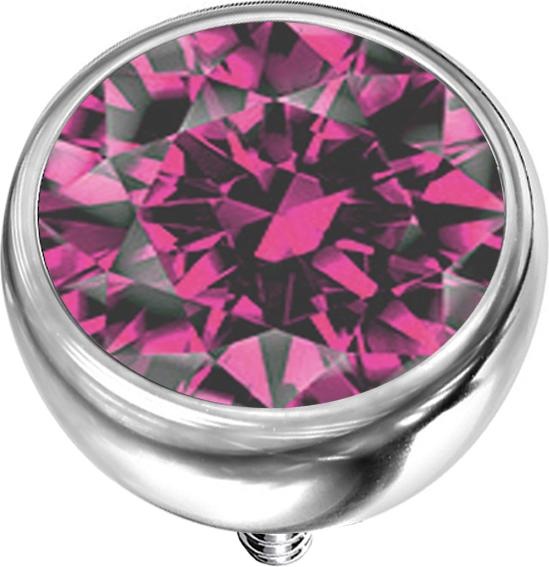 Produktbild Star Piercing Dermal Anchor Halbkugel silber mit Kristall pink (ohne Messing, Titan G23)