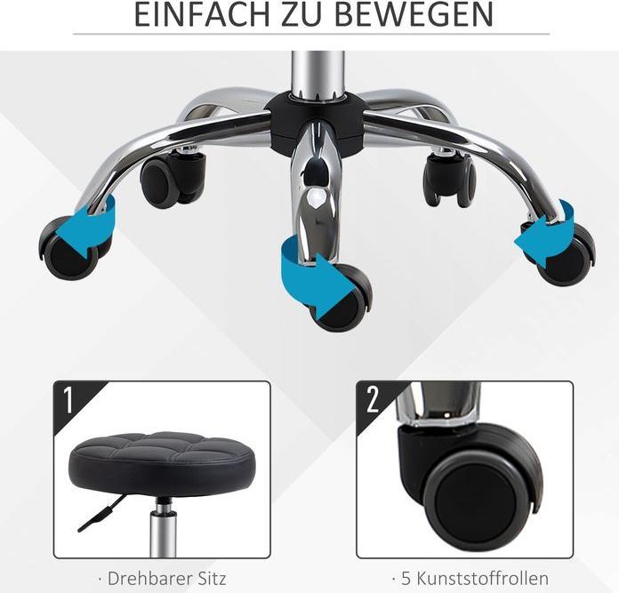 Immagine prodotto Swisshandel24 Set di 2 sgabelli con rotelle, regolabili in altezza e girevoli 35,5 x 48-63 cm