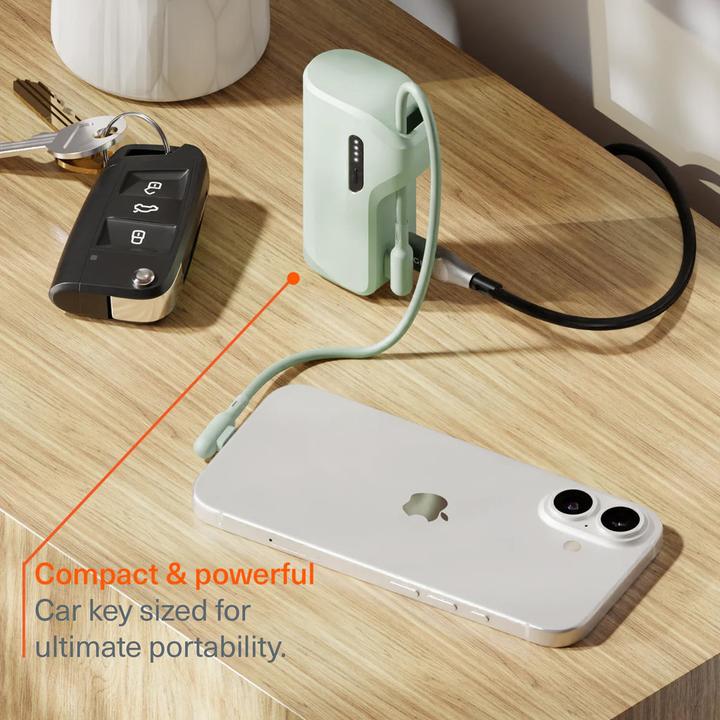 Produktbild Cygnett Battery bank Thumboost 5K Powerbank con cavo integrato (menta) (CY5355PBCHE) (5000 mAh, 20 W, 18.50 Wh)