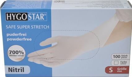 Produktbild Hygostar unisex Einmalhandschuhe SAFE SUPER STRETCH weiss Grösse S 100 St. (S)