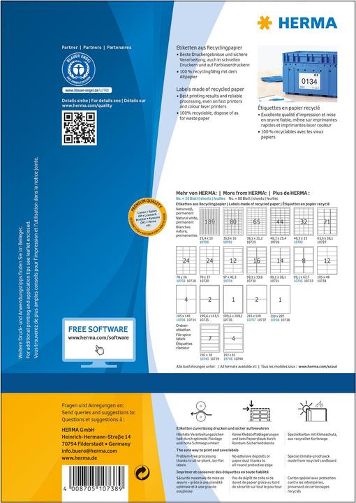 Produktbild HERMA Recycling Etiketten A4