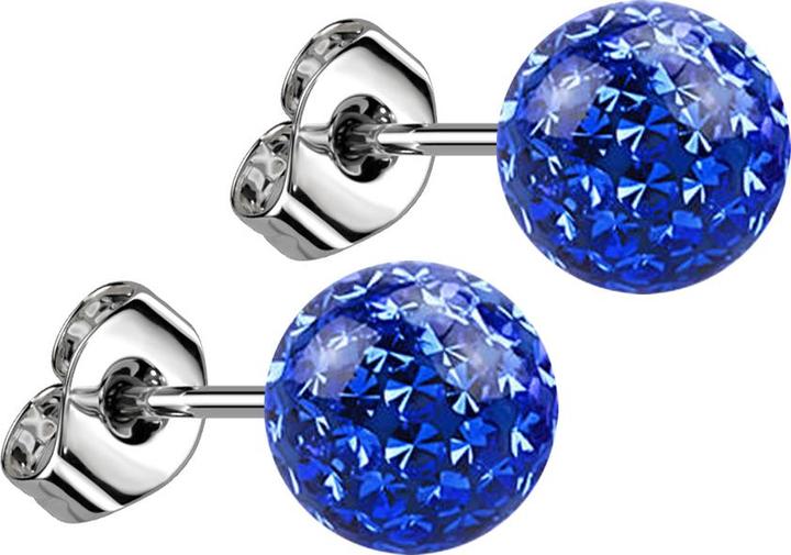Immagine prodotto Star Piercing Orecchini a perno in argento con sfera di cristallo blu scuro strato protettivo epossidico (senza ottone, Acciaio chirurgico 316L)