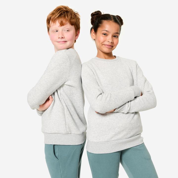 Produktbild Domyos Sweatshirt Kinder Rundhalsausschnitt warm - hellgrau (140)