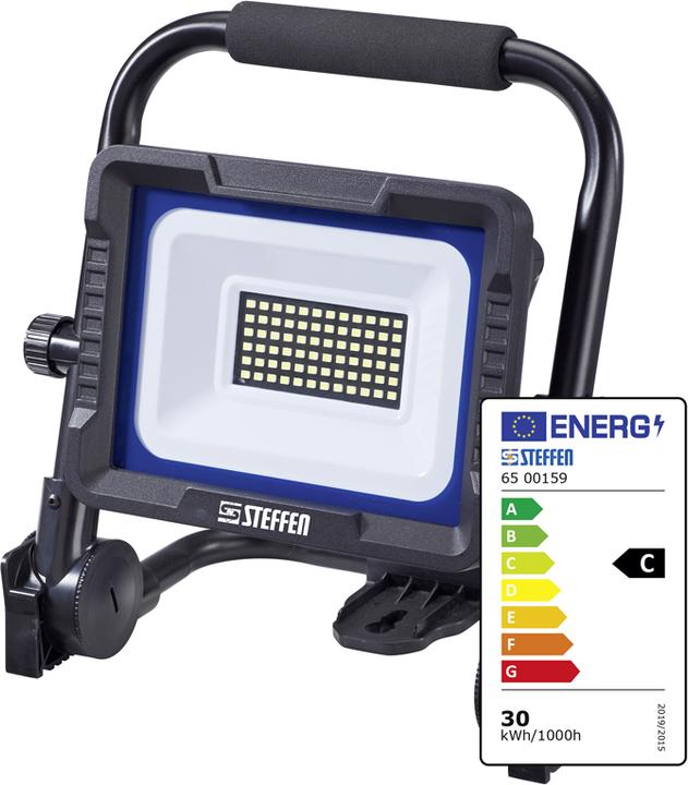 Actual product image Steffen WORKLIGHT LED spotlight 30W with carrying handle and folding stand 5m (4800 lm)